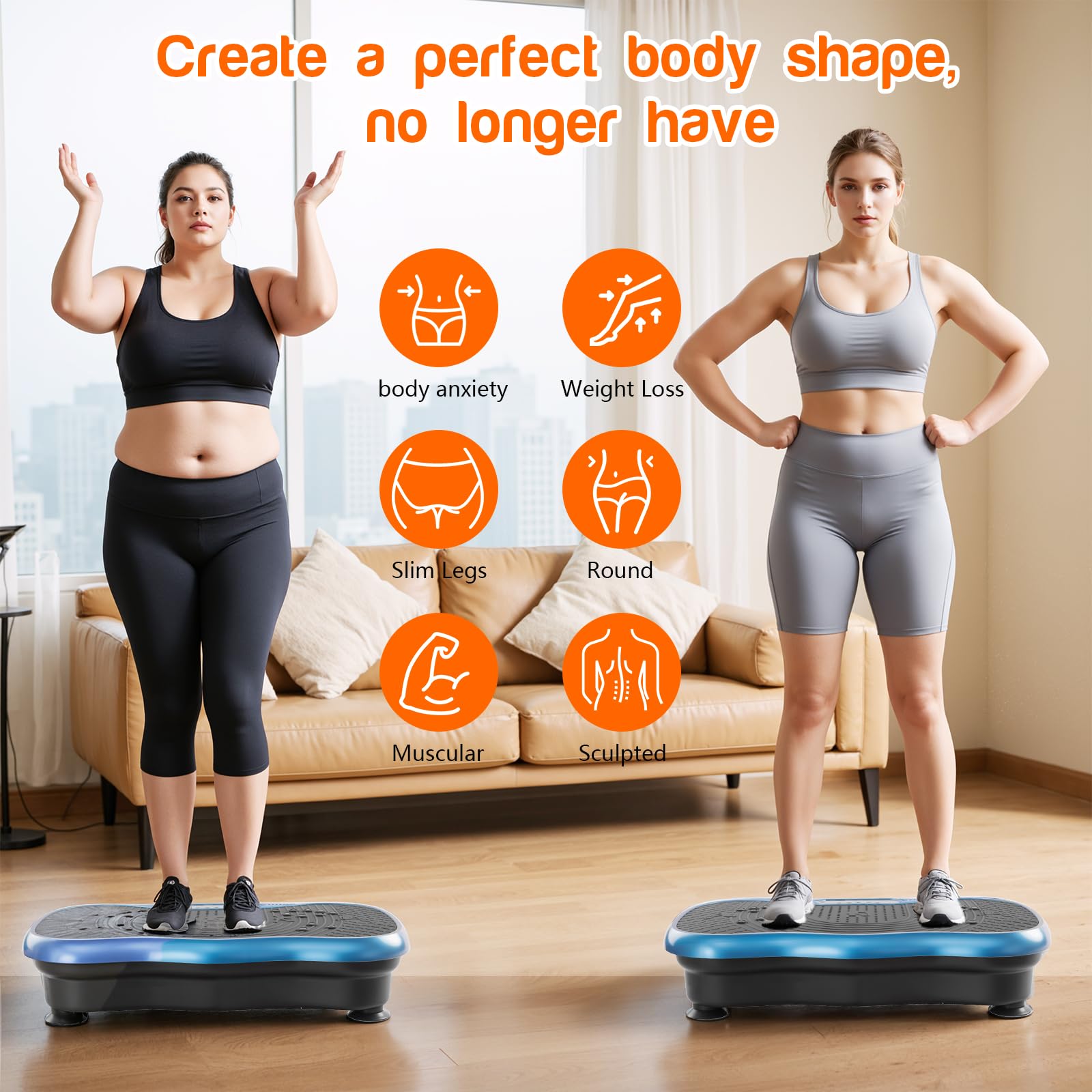Vibrationsplatte Übungsgerät, Vibrationsplatte, Fitness-Plattform, Übungsgerät, 10 Modi, Ganzkörpertraining, vibrierende Fitness-Plattform, Gewichtsverlust, für Damen und Herren, Formung, Wellness