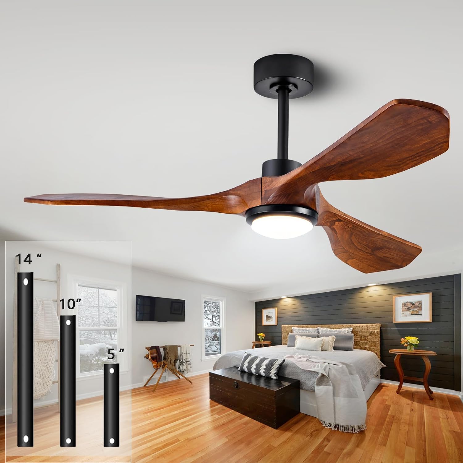 Ceiling Fans with Lights and Remote 52 Inch Unique Wood Ceiling Fan with Noiseless Reversible DC Motor 3
