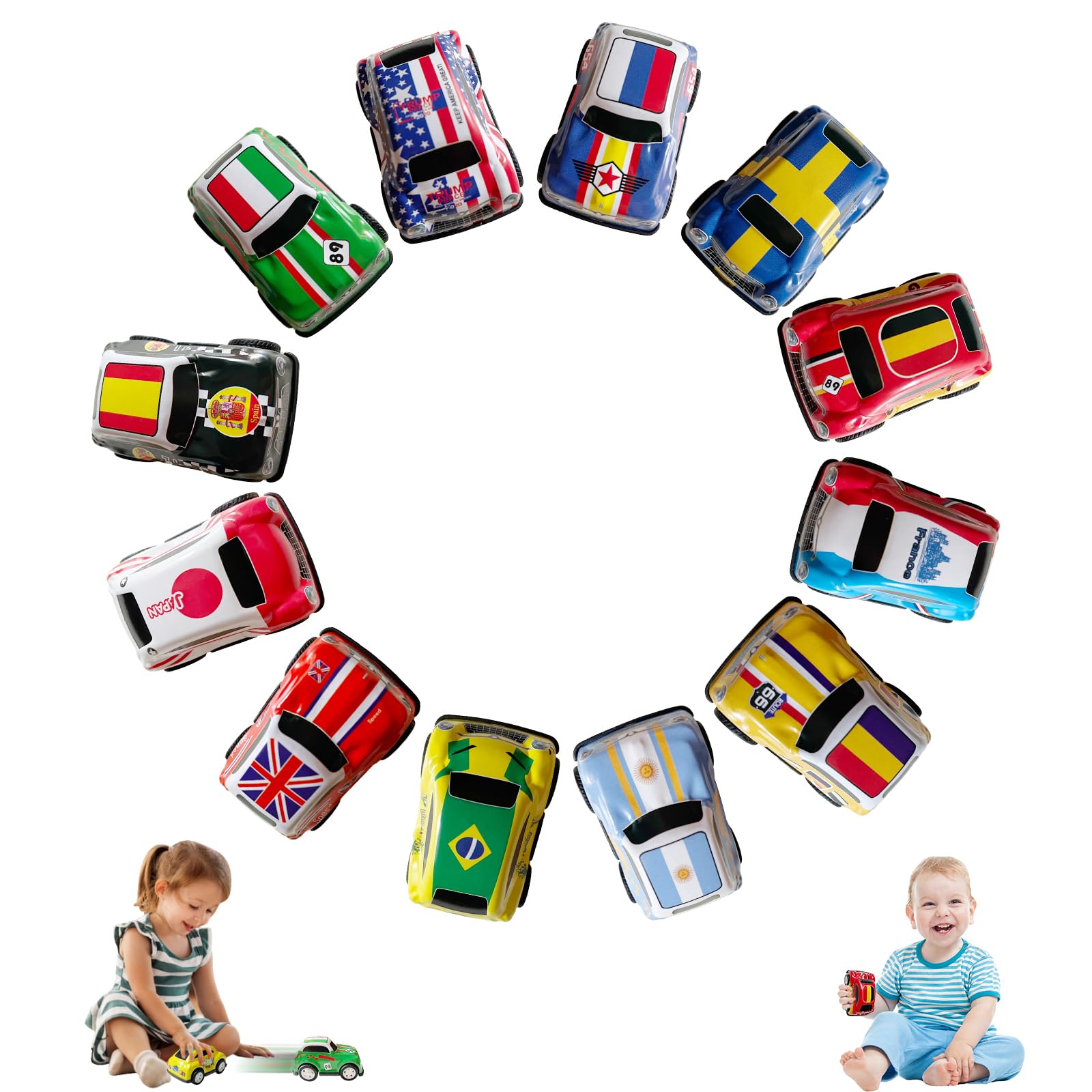 Juxtaposia 12 Pezzi Macchinine per Bambini,Cars Macchinine da Corsa Pull Back Eject,Macchinine regalo per festa e compleanno per bambino dai 2 ai 6 anni.