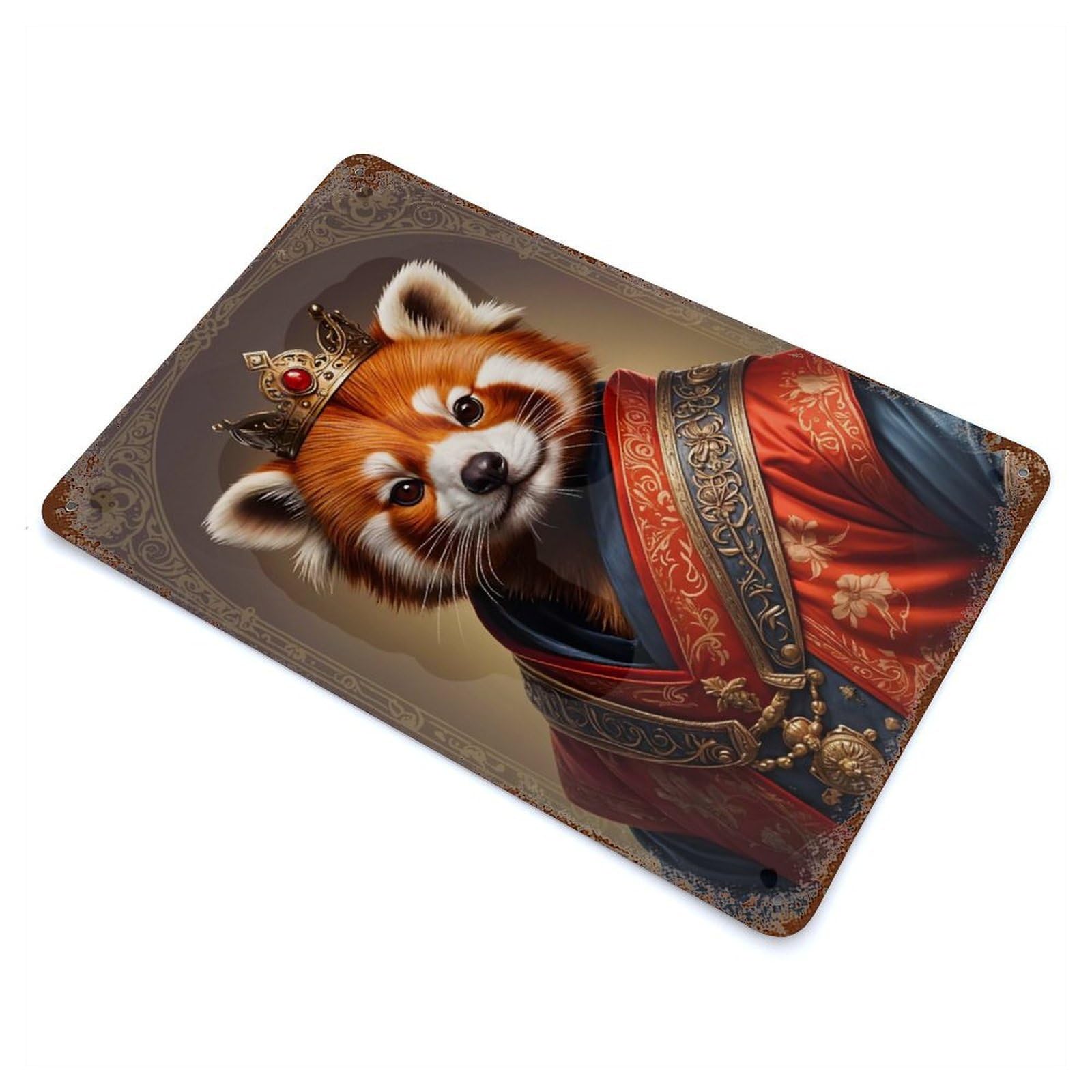 Red Panda King Rusty Metal Tin Sign 11.8"x7.9", Ideal for Shed, Workshop And Garage Wall Decor