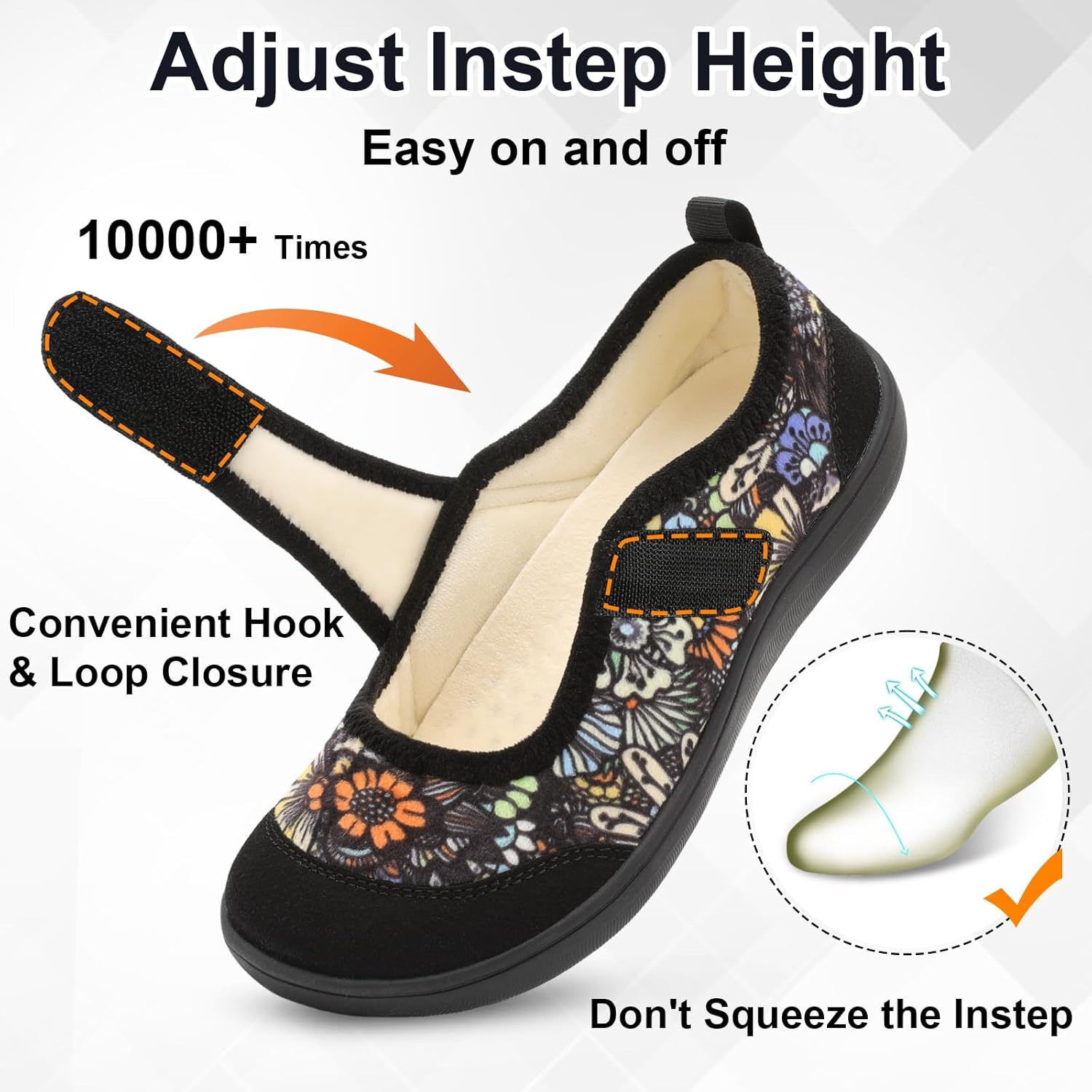 BARERUN Womens Slippers Wide Diabetic Shoes for Women Adjustable House Slippers Swollen Bunions Neuropathy House Shoes Stable Non Slip Barefoot Walking Shoes Indoor Outdoor - Image 5