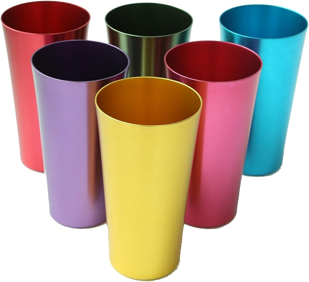 Retro Aluminum Tumblers - 6 cups - 14oz - By Trademark Innovations (Assorted Colors) - Image 4
