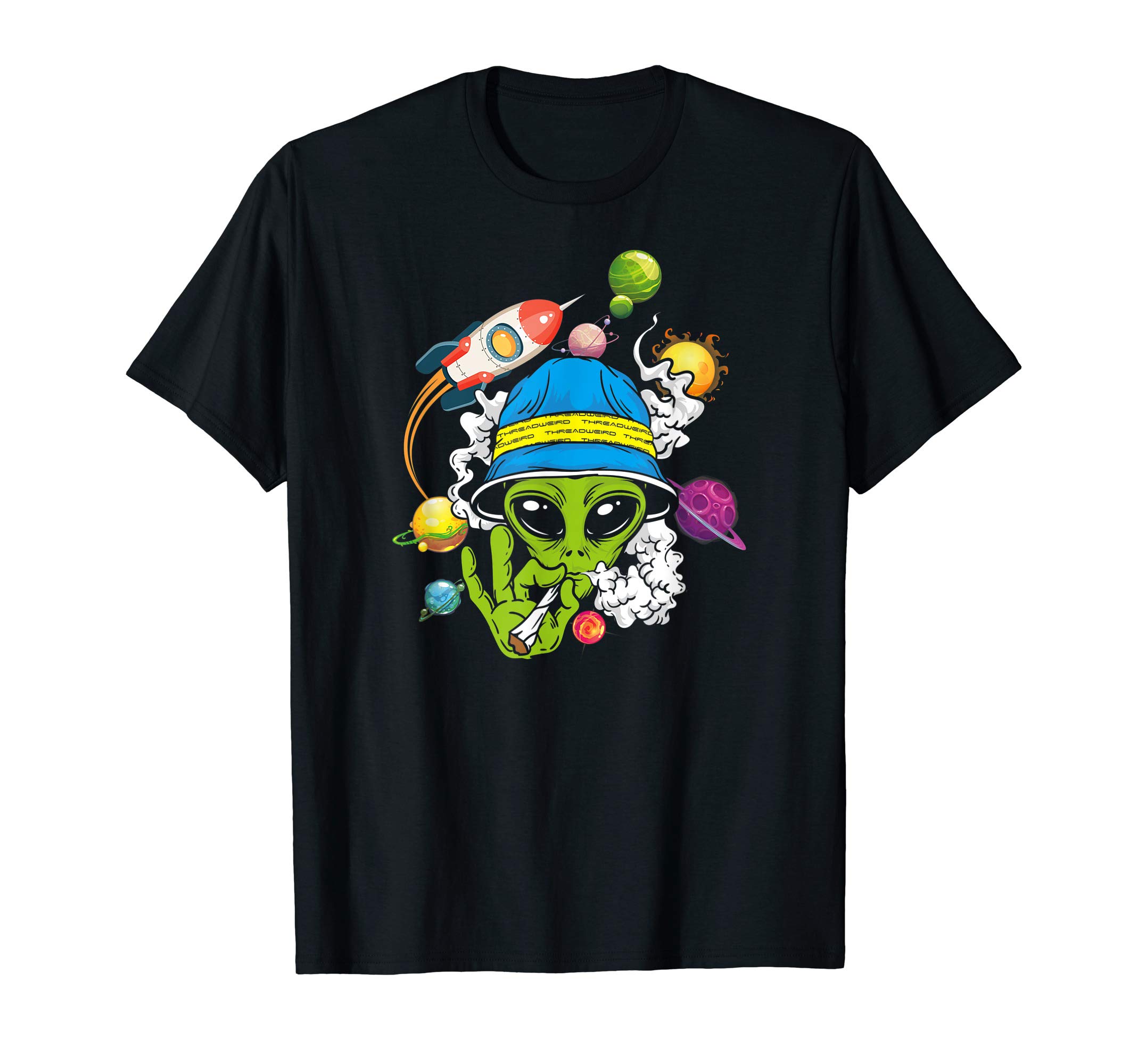 ThreadWeirdAlien Smoking Weed Marijuana T-ShirtOEKO-TEX STANDARD 100