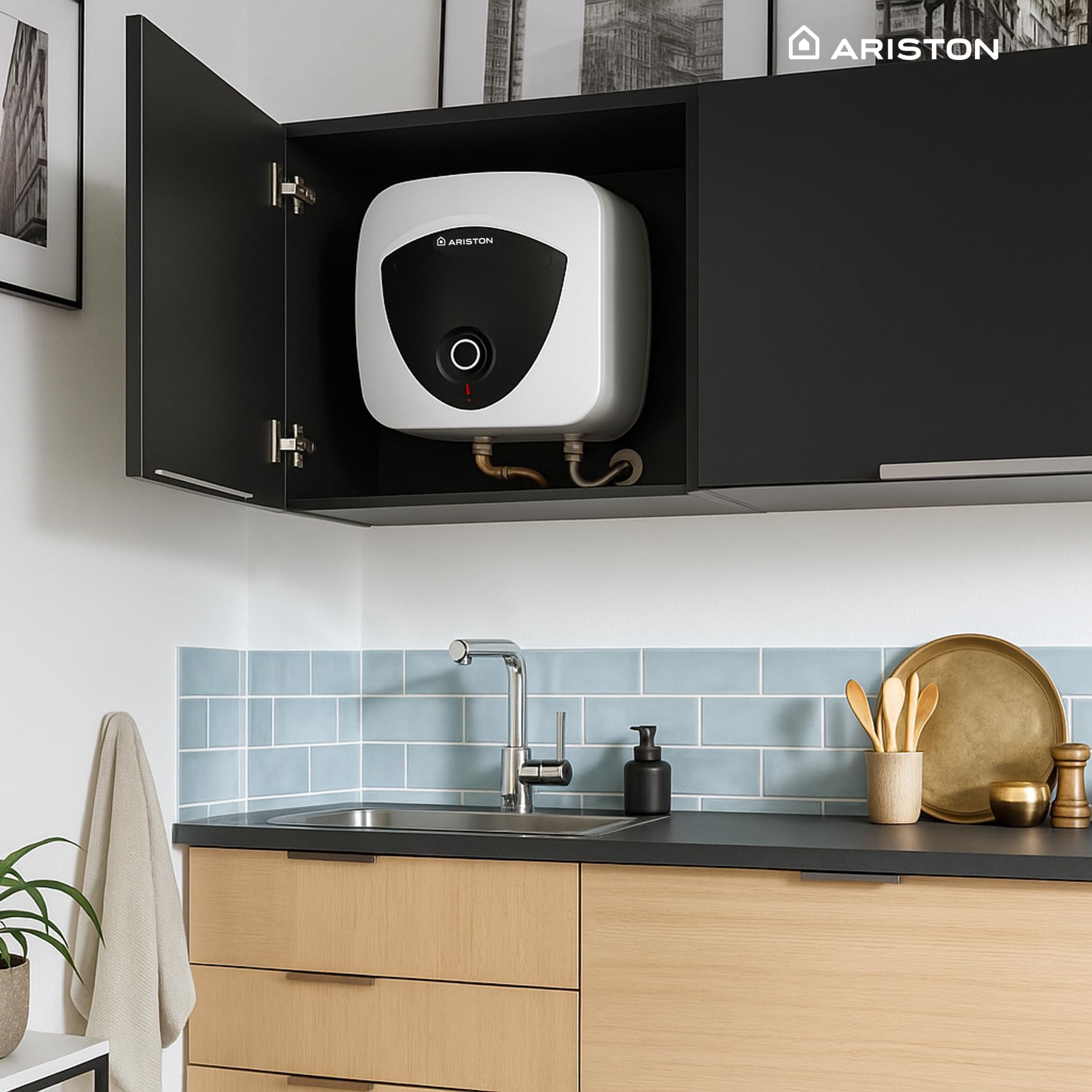 Ariston ANDRIS LUX - Chauffe-eau électrique Sur Évier 30 litres - Puissance 2000W - Compact, facile à utiliser - Conçu et fabriqué pour être installé en France