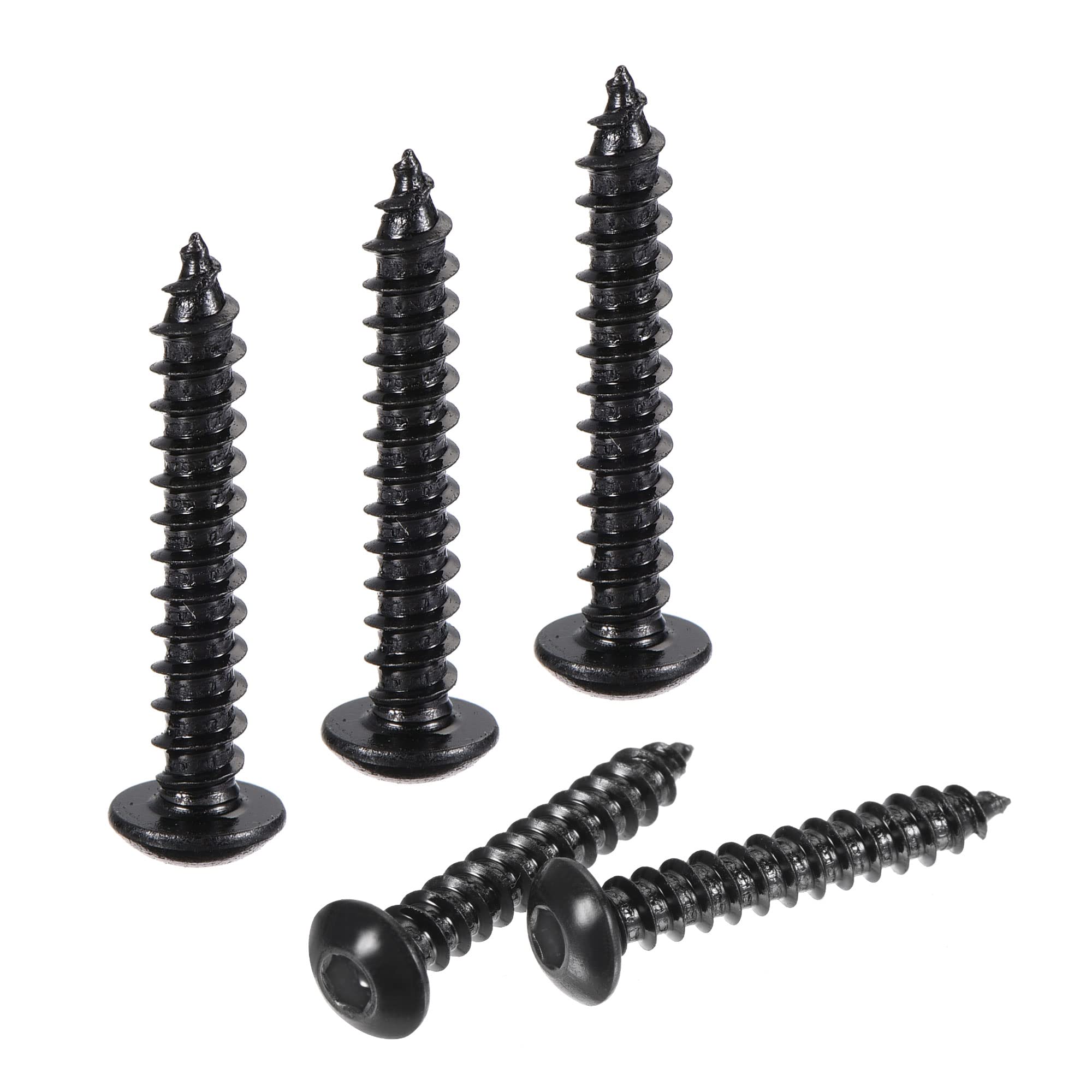 uxcell Hex Socket Self Tapping Screws, M4 x 25mm Carbon Steel Wood Screw 100pcs