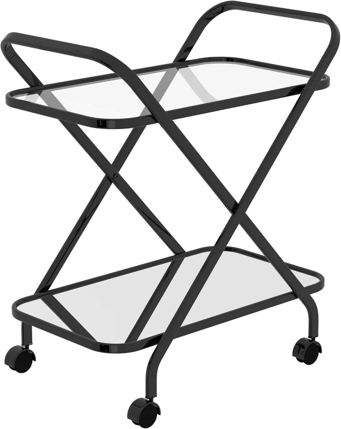 WHI Contemporary Metal 2Tier Bar Cart, Black Bar