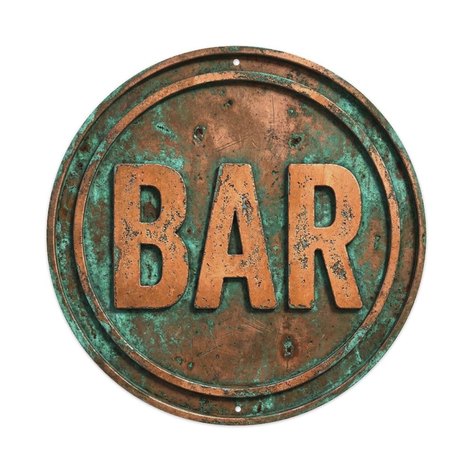 Vintage Beer BAR Copper Patina Retro for Pub Vintage Metal Tin Sign Plaque Wall Decor for Cafe, Club Bar, Office, Garden Metal Poster 8x8Inch