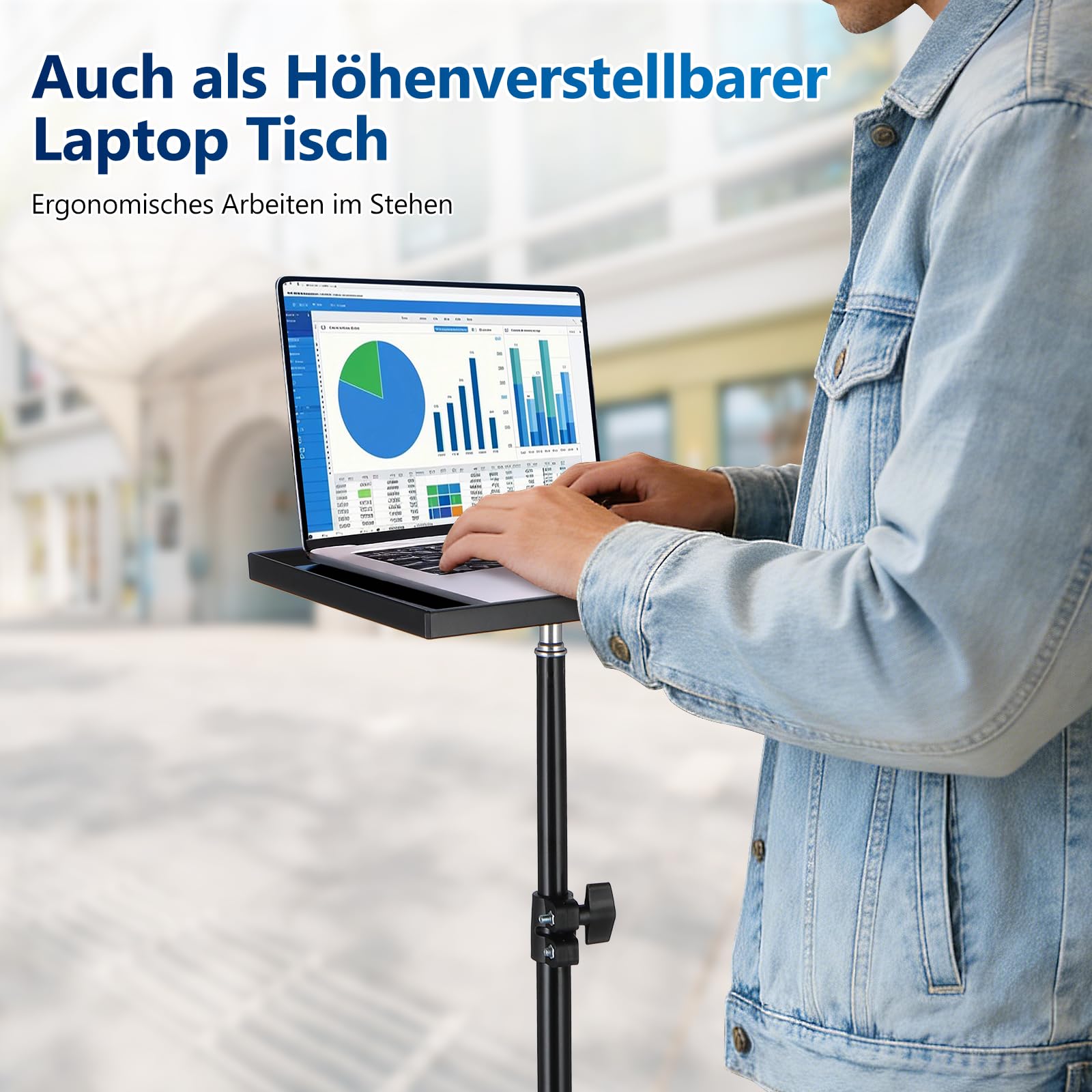 SOIMISS Beamer Ständer, Multifunktionaler Beamer Stativ mit Klappbar, Verstellbarer Höhe Von 40cm Bis 110cm, Projektor Halterung mit Klein Tablett, Laptop Ständer Tragbarer Projektorständer für Kamer