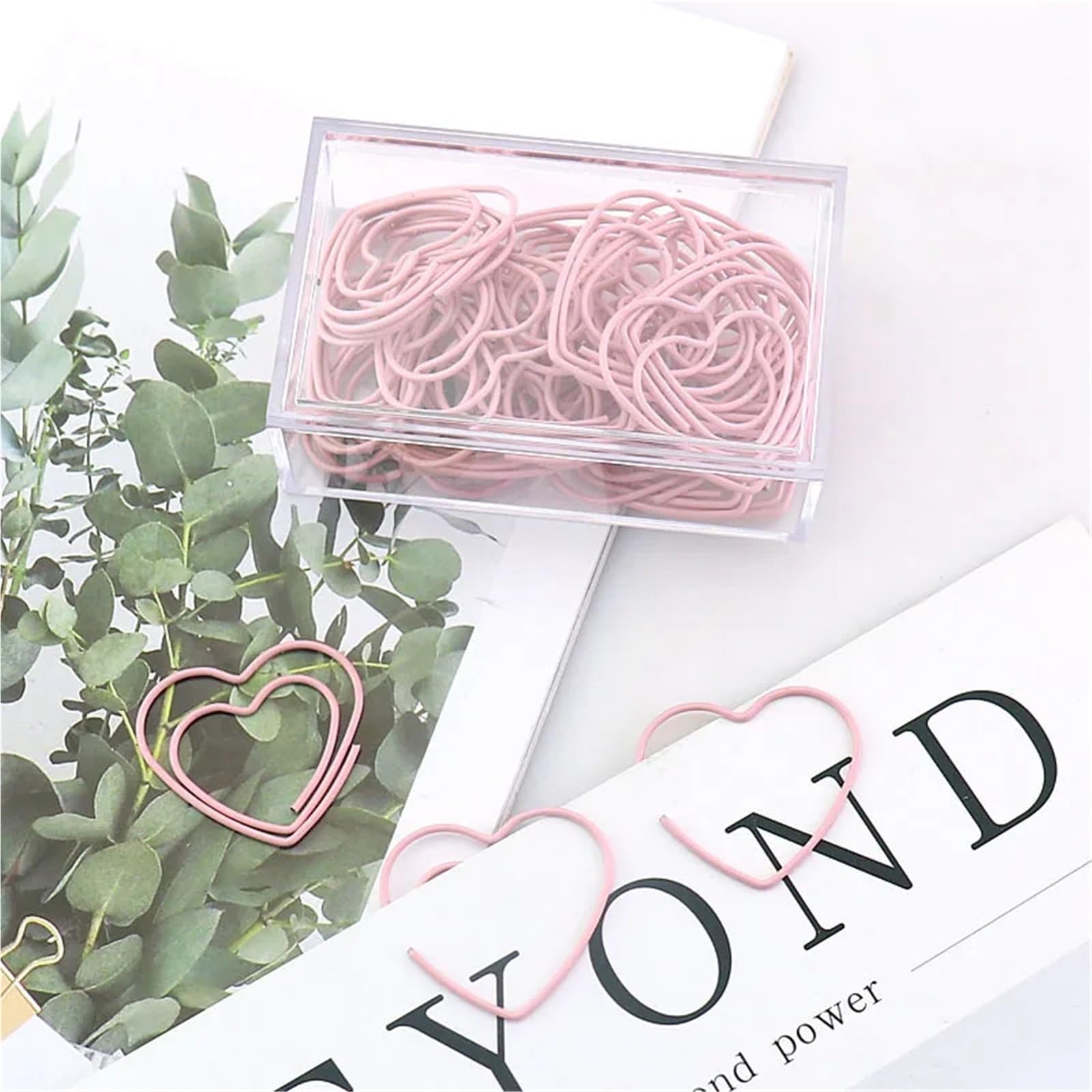 Graffette a forma di cuore, 100 segnalibri in metallo per ufficio e scuola | Graziose graffette rosa con design amore, ideali per contrassegnare pagine, organizzare documenti e regali.