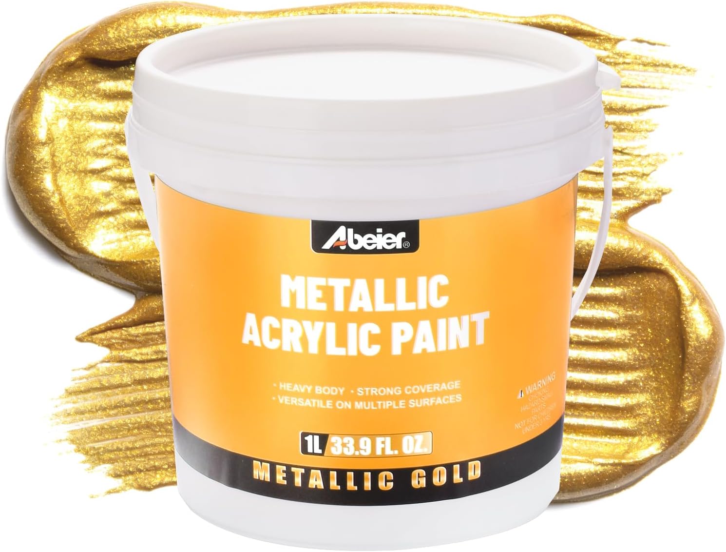 ABEIER Metallic Gold Acrylic Paint, 1L / 33.9 oz, Bulk Heavy Body Gold Leaf Paint, Acid-Free & Quick-Drying Gold Paint for Canvas, Wood, Metal, Furniture, DIY Crafts