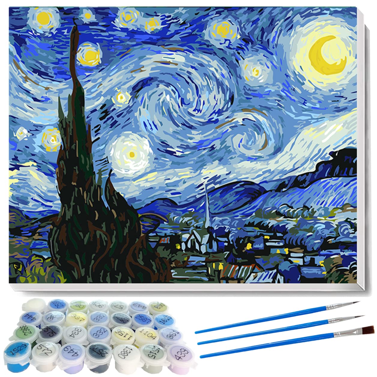 liziciti Kit per dipingere con i numeri, per adulti e principianti, dipinti famosi di Van Gogh, fai da te, pittura a olio acrilica, arte 40,6 x 50,8