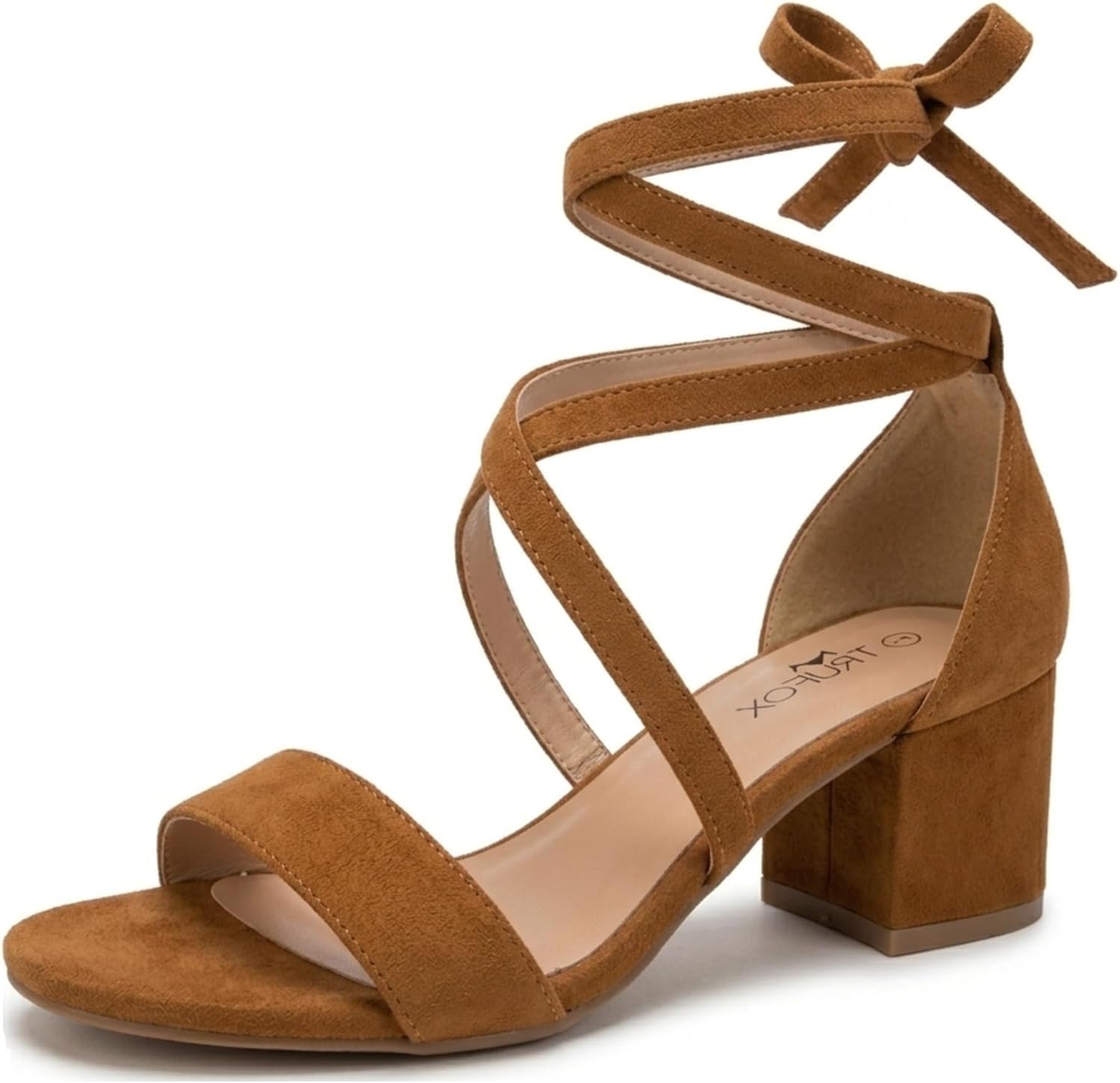 TruFox Wrap Around Comfort Low Block Heel Sandals Open Toe Strappy Tie Up