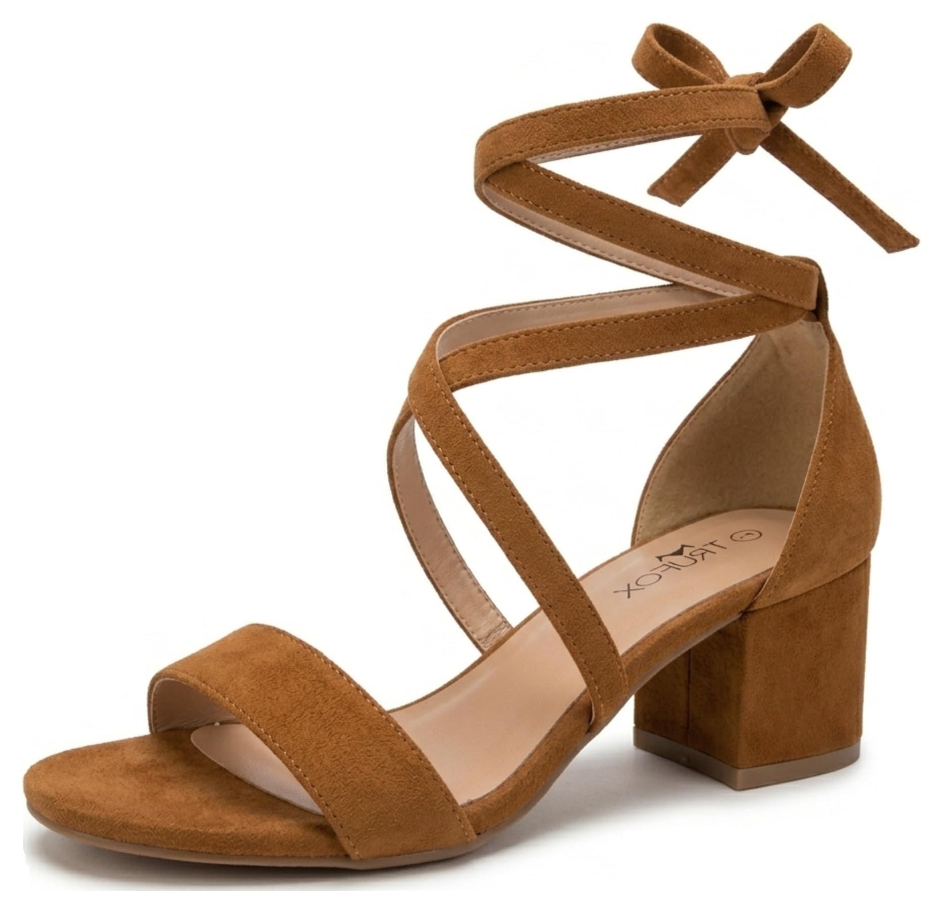TruFox Wrap Around Comfort Low Block Heel Sandals Open Toe Strappy Tie Up