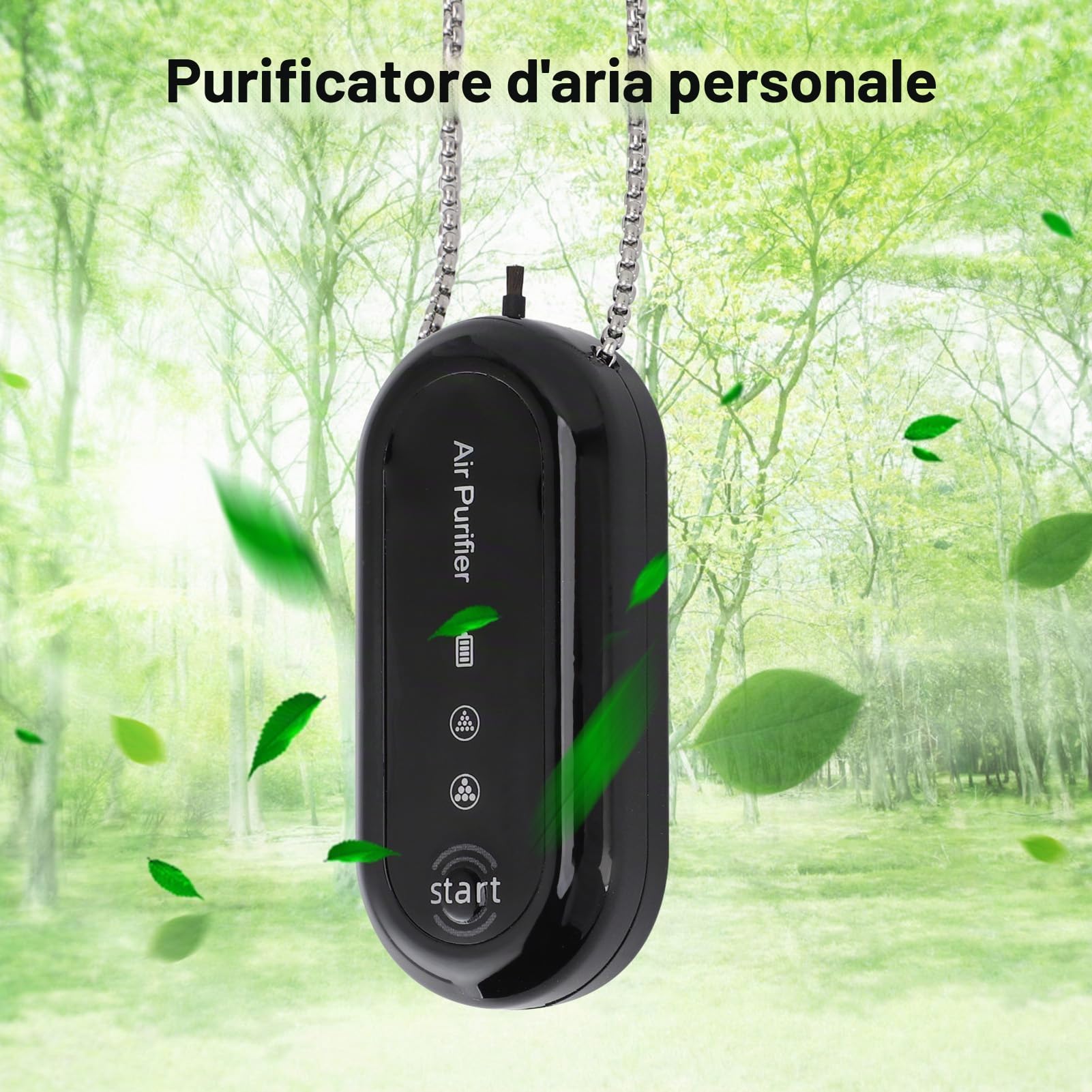 Purificatore D'aria Portatile, Ionizzatore Personale Indossabile per Collana D'aria più Pulita, Compatto e Ricaricabile, Ideale per Viaggi, Ufficio e Uso Esterno, 120 Milioni di