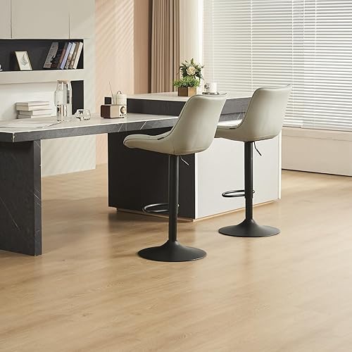 Miniatura 9 de Kidol & Shellder Juego de 2 taburetes de bar para isla de cocina, altura de mostrador, modernos taburetes de bar giratorios de piel sintética,