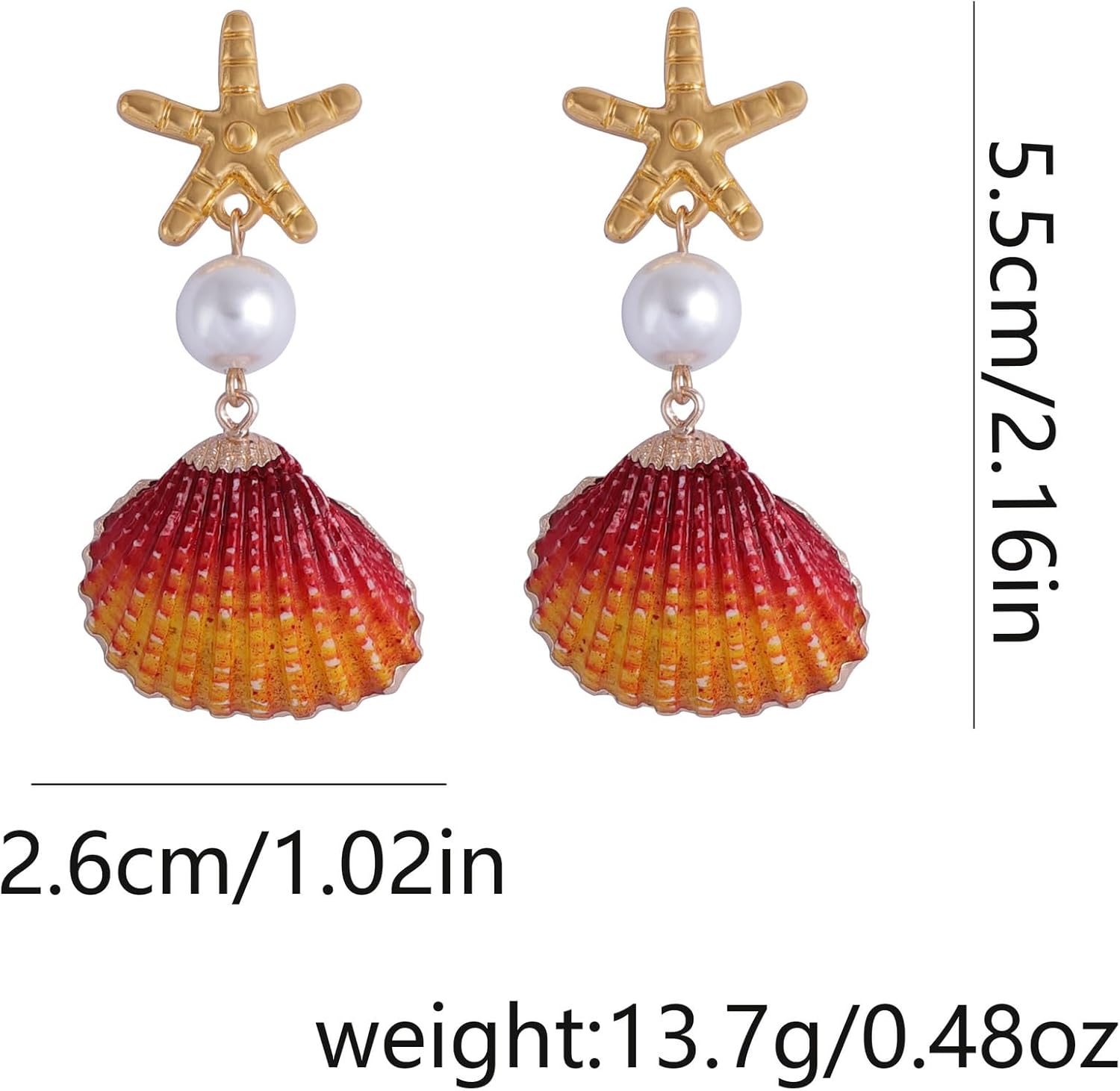 Bohemian Starfish Shell Earrings for Women Gold Starfish Stud Earrings Colorful Shell Pearl Dangle Drop Earring Personalized Ocean Statement Earring Boho Summer Beach Jewelry - Image 4