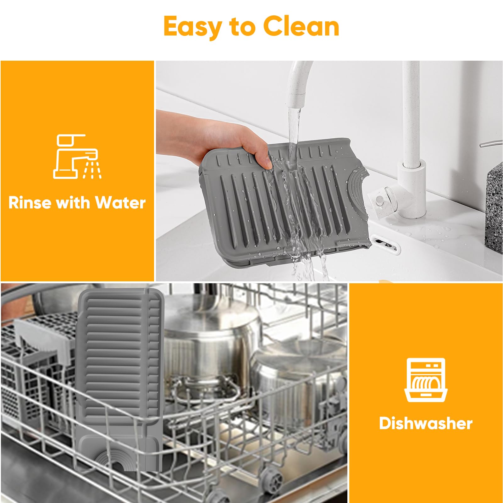 24 Longer Faucet Mat for Kitchen Sink Splash Guard 7 Slope Fast Self-draining Snap Lock Fit Kitchen Sink — view 8