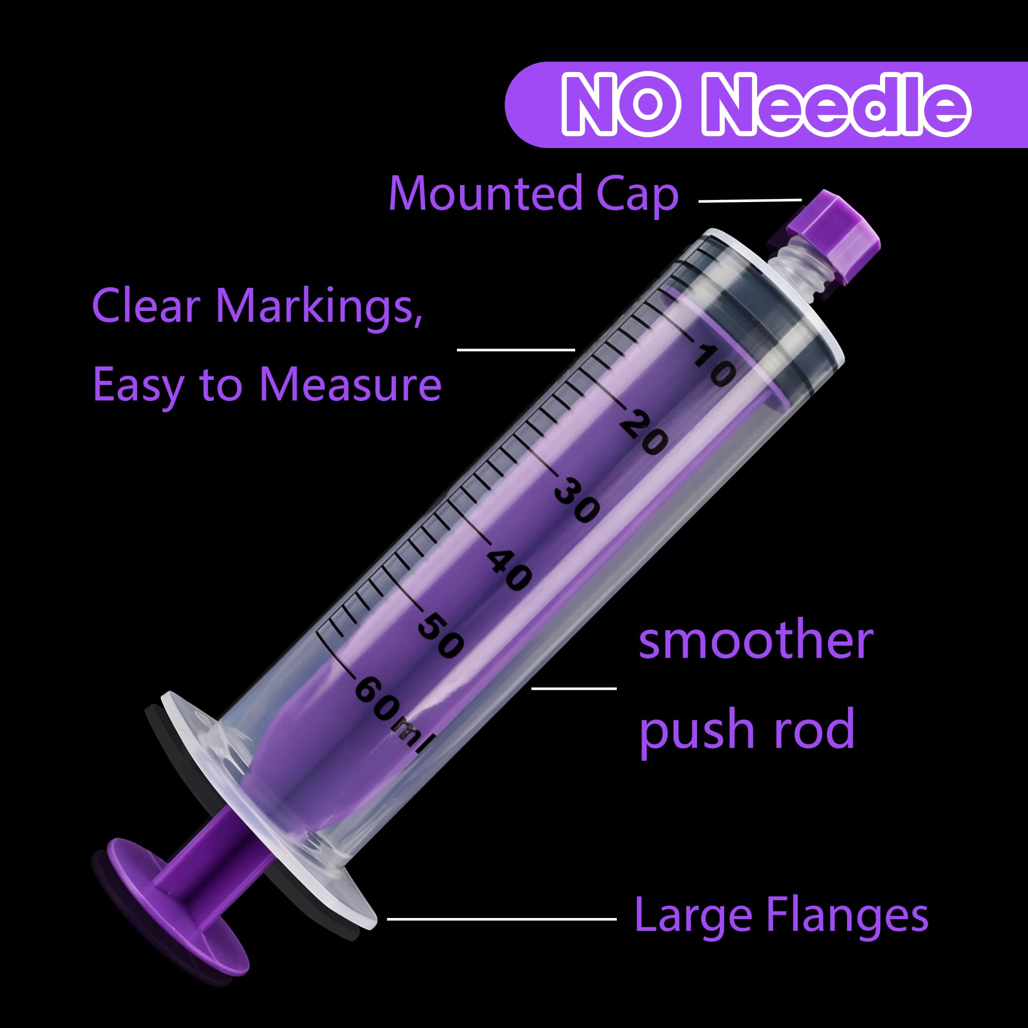 60ml Feeding Syringe with Screw Cap, 60cc Large Plastic Syringe ,10 Pack — Amazon image 2