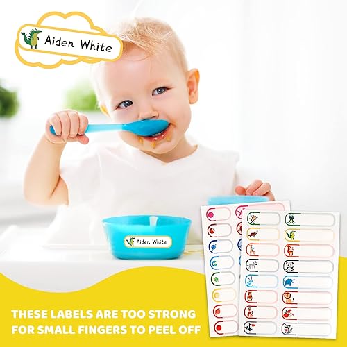 Miniatura 7 de 128 etiquetas impermeables para biberones, etiquetas de nombre de escuela Tinabless para niños, etiquetas de guardería, autolaminadas,