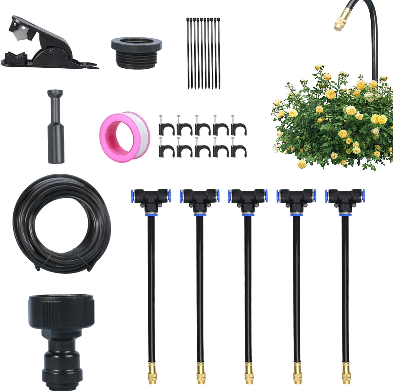Automatic Irrigation Kit - Garden Automatic Watering System | Quick Connect 360 Degree Curved Tool for Farm, Flower Beds, Greenhouse, Raised Beds