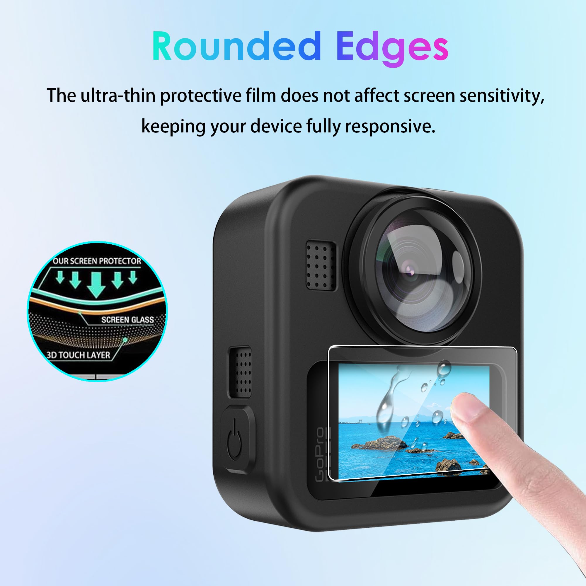 Effcotuo Etui na telefon komórkowy do GoPro MAX 2 z 2 sztukami folii ochronnej do szkła pancernego, ultra cienkie etui, odporne na uderzenia, etui ochronne na telefon komórkowy, amortyzacja wstrząsów