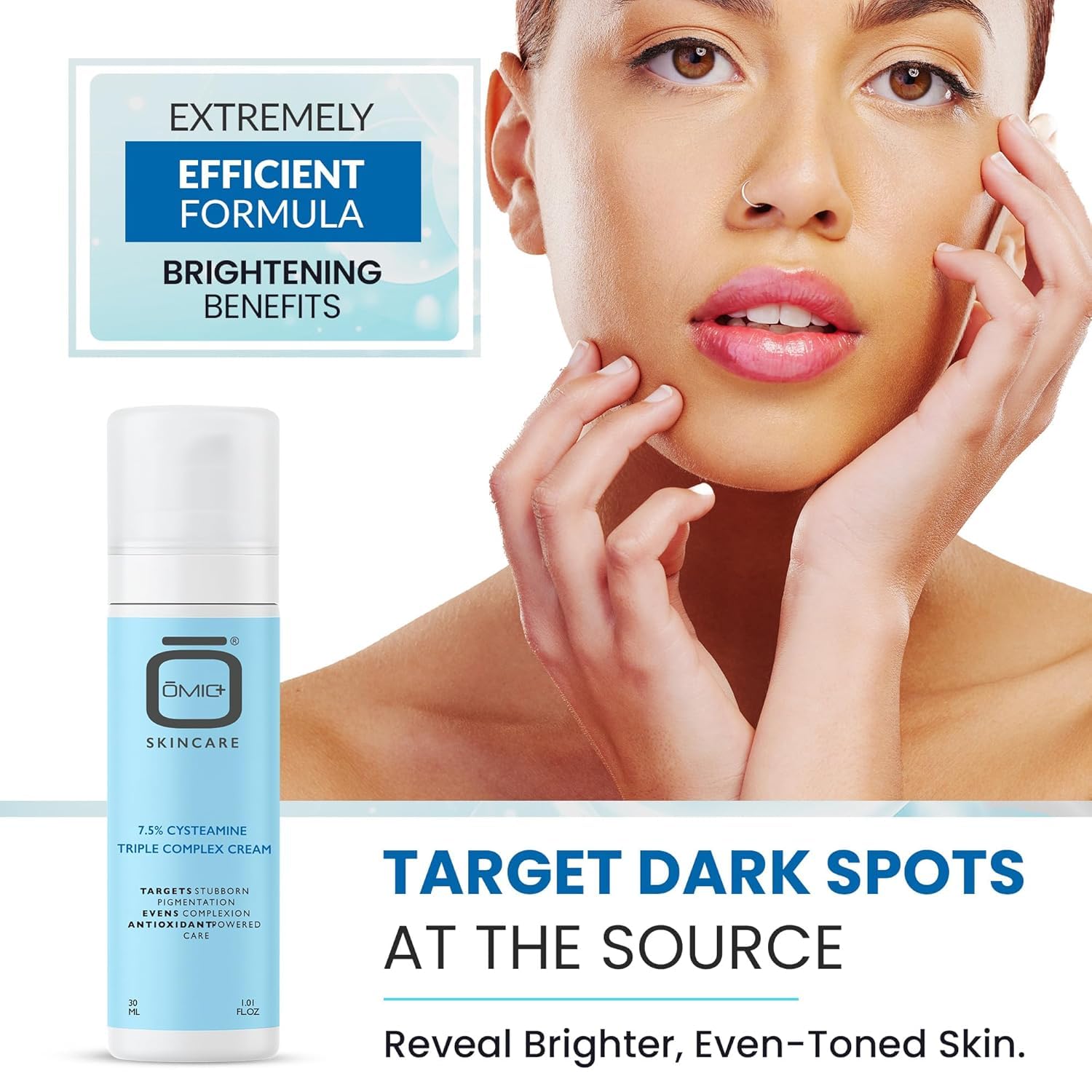 OMIC+ Skincare 7.5% Cysteamine Triple Complex Cream - 1.01 fl Oz / 30ml – Brightening & Tone-Improving Face Cream for Uneven Skin & Dull Complexion – Lightweight Texture
