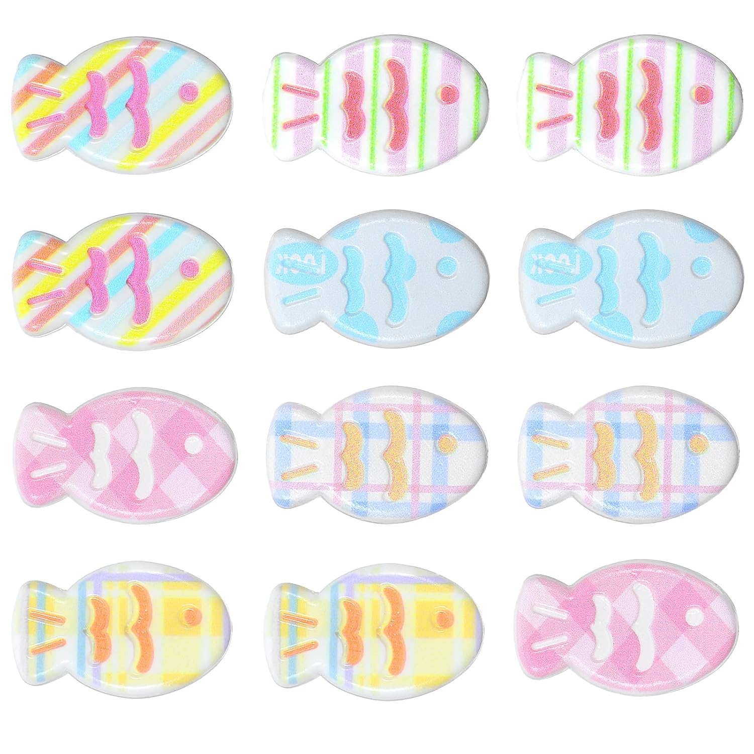 12PCS Small Fish Hair Clips, Colorful Kawaii Fish Clip Fun Fishes Shaped Alligator Clips Fun Plaid Fishes Marine Themed Barrettes Sea Animal Hair Accessories for Women Girls