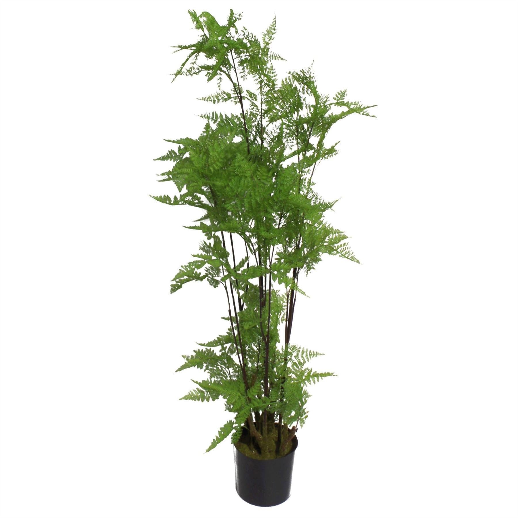 150cm Artificial Fern Plant - Leaf Design Realistic Woodland Foliage - Green Plastic Pot