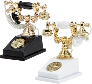 Totority 2pcs Childrens Toys Vintage Phone Miniature Furniture Miniature Retro Phone Micro Landscape Ornaments Corded Phone Mini House Decor Mini Telephone Figurine Doll House Telephone Car