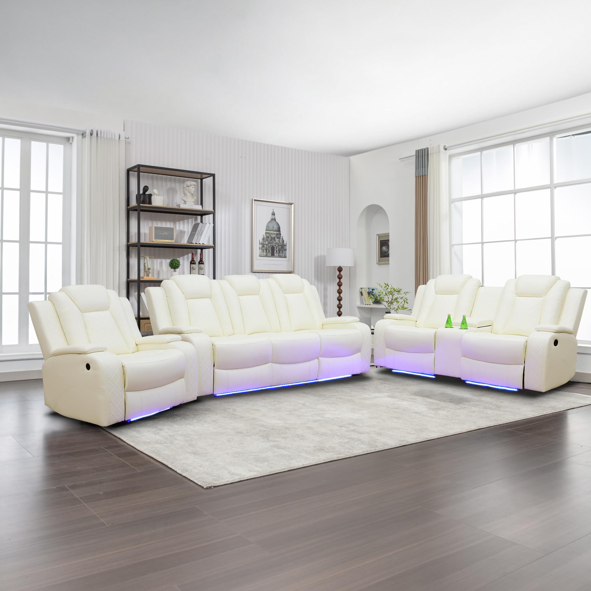 Amazon.com: Caberryne Power Recliner Sofa Set with LED Lights