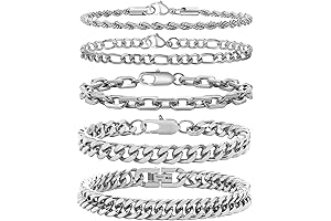 Sturdy 5 PCS Cuban Chain Link Bracelets for Men Women