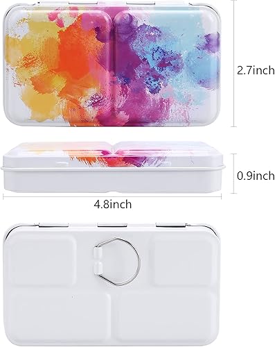 Miniatura 3 de MyArTool Paleta de acuarela vacía, caja de lata vacía de acuarela, caja de pintura, paleta de pintura de acuarela plegable con 12 medias bandejas