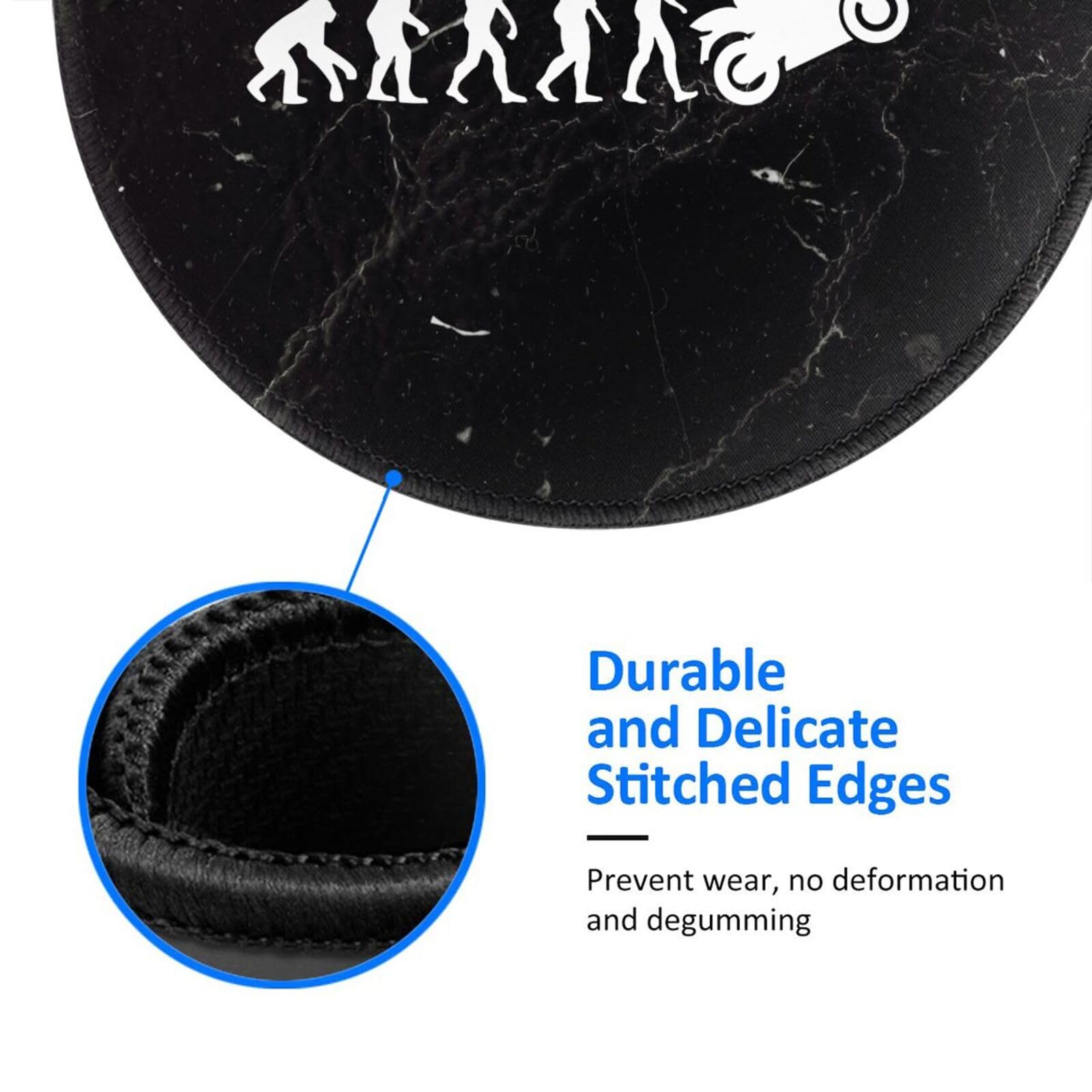 Motorcycle Themed Mouse Pad - 7.9x7.9 Inch Round Non-Slip Desk Mat For Office & Gaming