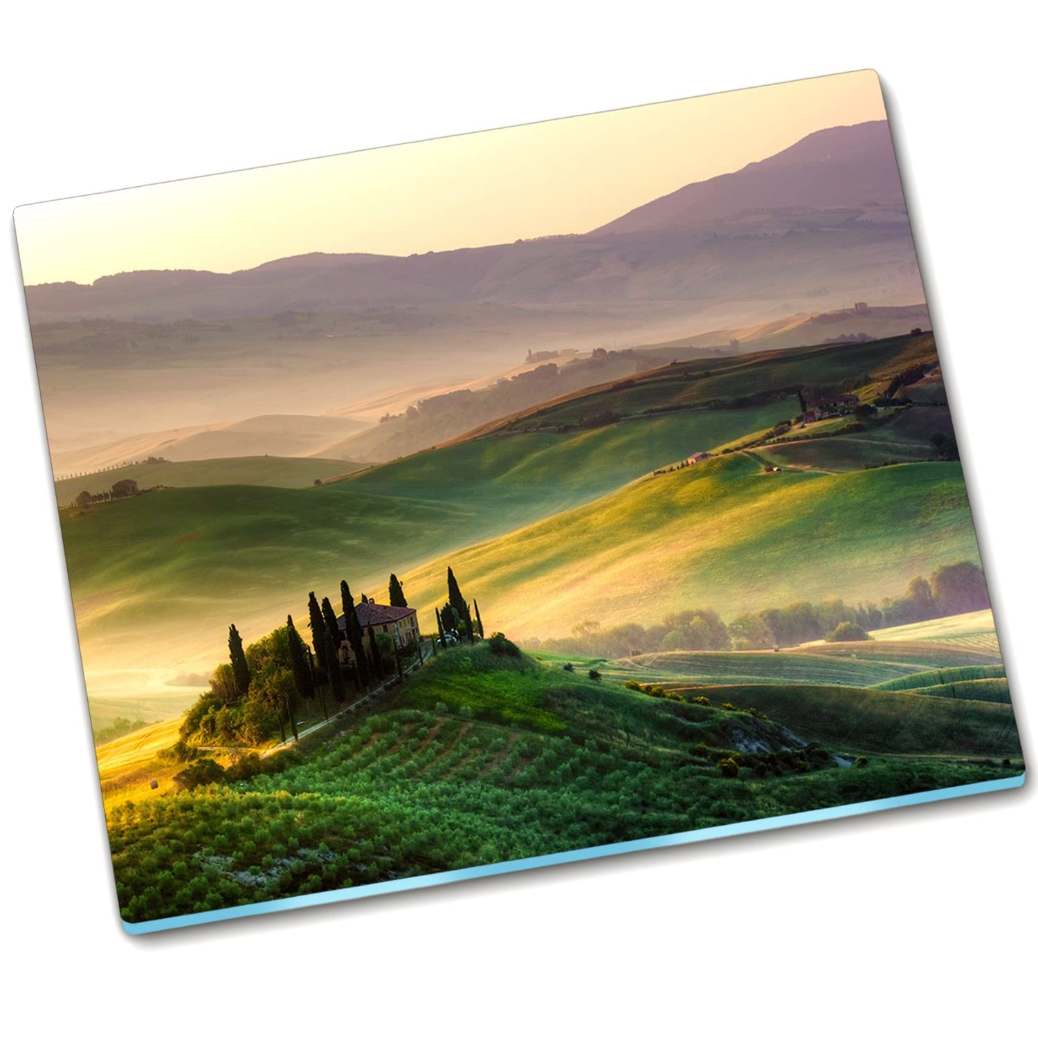 Plaque de protection en verre 60x52 cm Décormat pour poêle et cuisine - Panorama de la Toscane