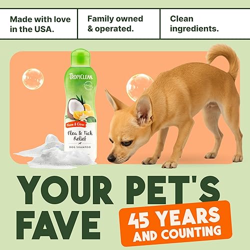 Miniatura 8 de TropiClean - Champús para mascotas fabricados en Estados Unidos, Alivio de mordeduras de pulgas, Transparente