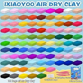 Ixiaoyoo Air Dry Clay for Kids, 92 Colors Magic Modeling Clay, Children\'s DIY Model Arts & Crafts Kit, Soft & Non-Sticky, Birthday & Christmas Toy Gift for 3-12 Years Old Girls & Boys Kids