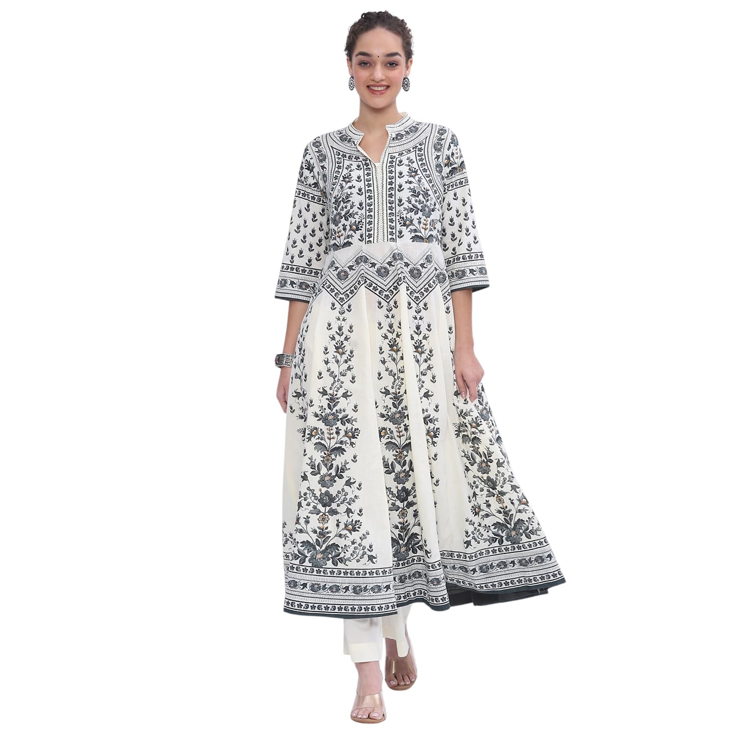 Women Cotton Anarkali Printed Suit Set-image-12