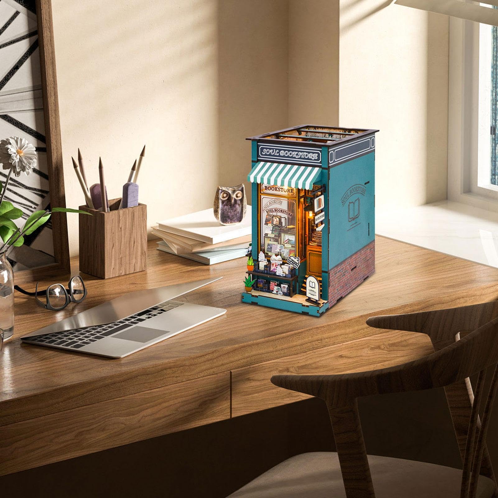 Kit Angolo Lettura Kit Casa In Miniatura | Angolo Illuminato Creativo Per Scrivania Ufficio Casa Studio Giardino Fatato Soggiorno Display Libreria