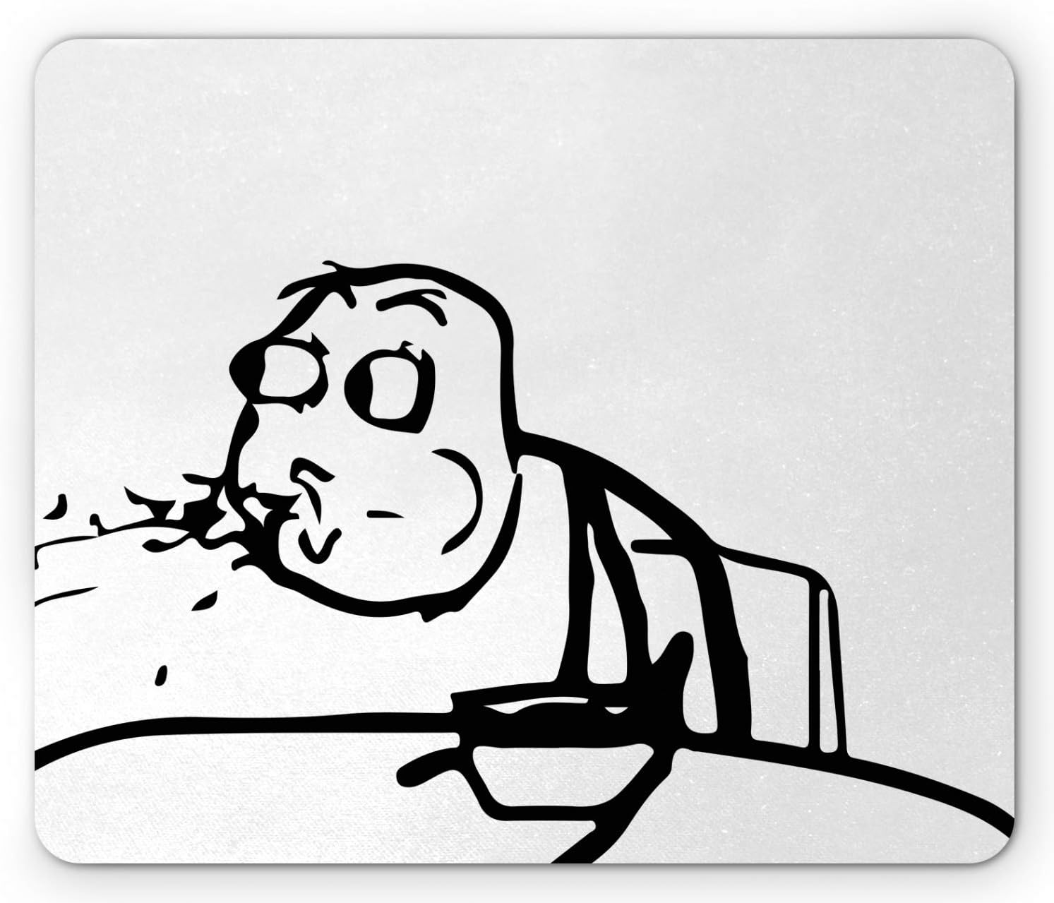 Ambesonne Humor Mouse Pad, Weird Guy Meme Face Character Barfing Food Scene Troll Web Comics Illustration, Rectangle Non-Slip Rubber Mousepad, Standard Size, Black and White