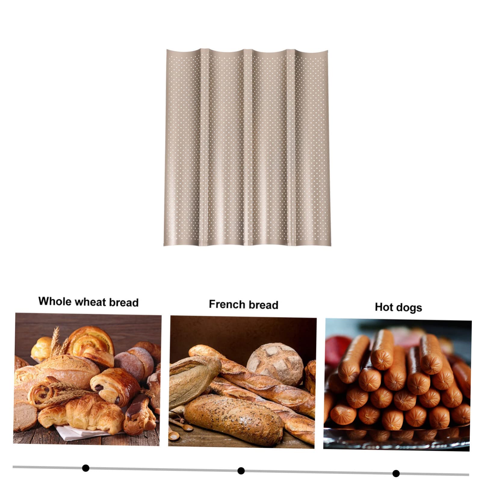 Molde para Baguettes de 4 Cavidades, Acero al Carbono, Antiadherente y Resistente al Calor, Adecuado para Pan Francés y Horneado Diario