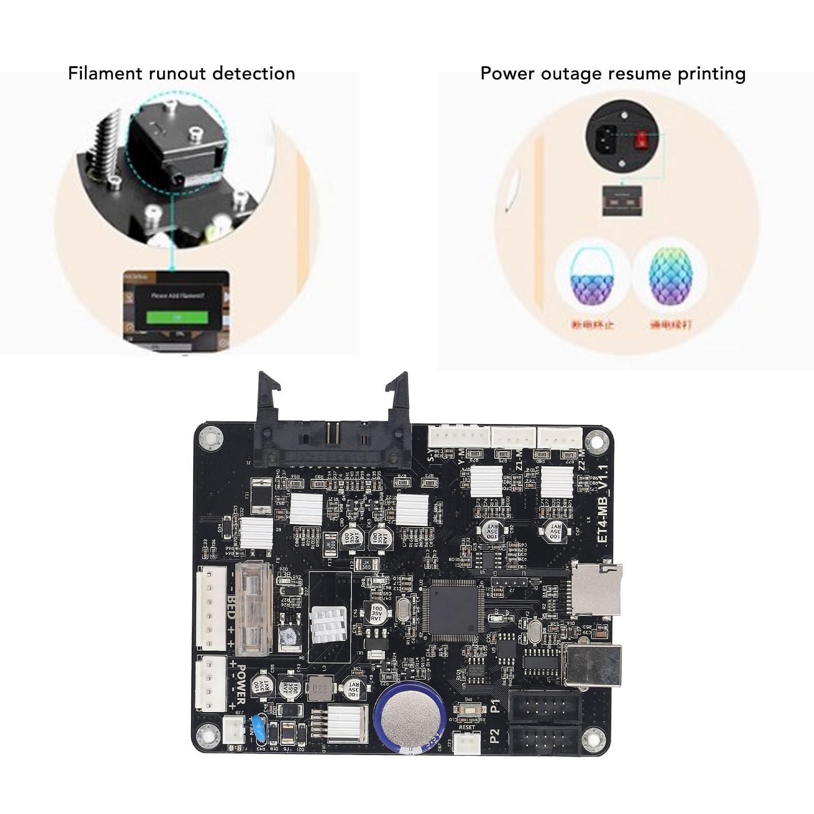 CHICIRIS 32 Bits 3D -Printer -Taxboard avec une Fonction de Protection Plus à Température pour ANET ET4, Support D' Hors Ligne