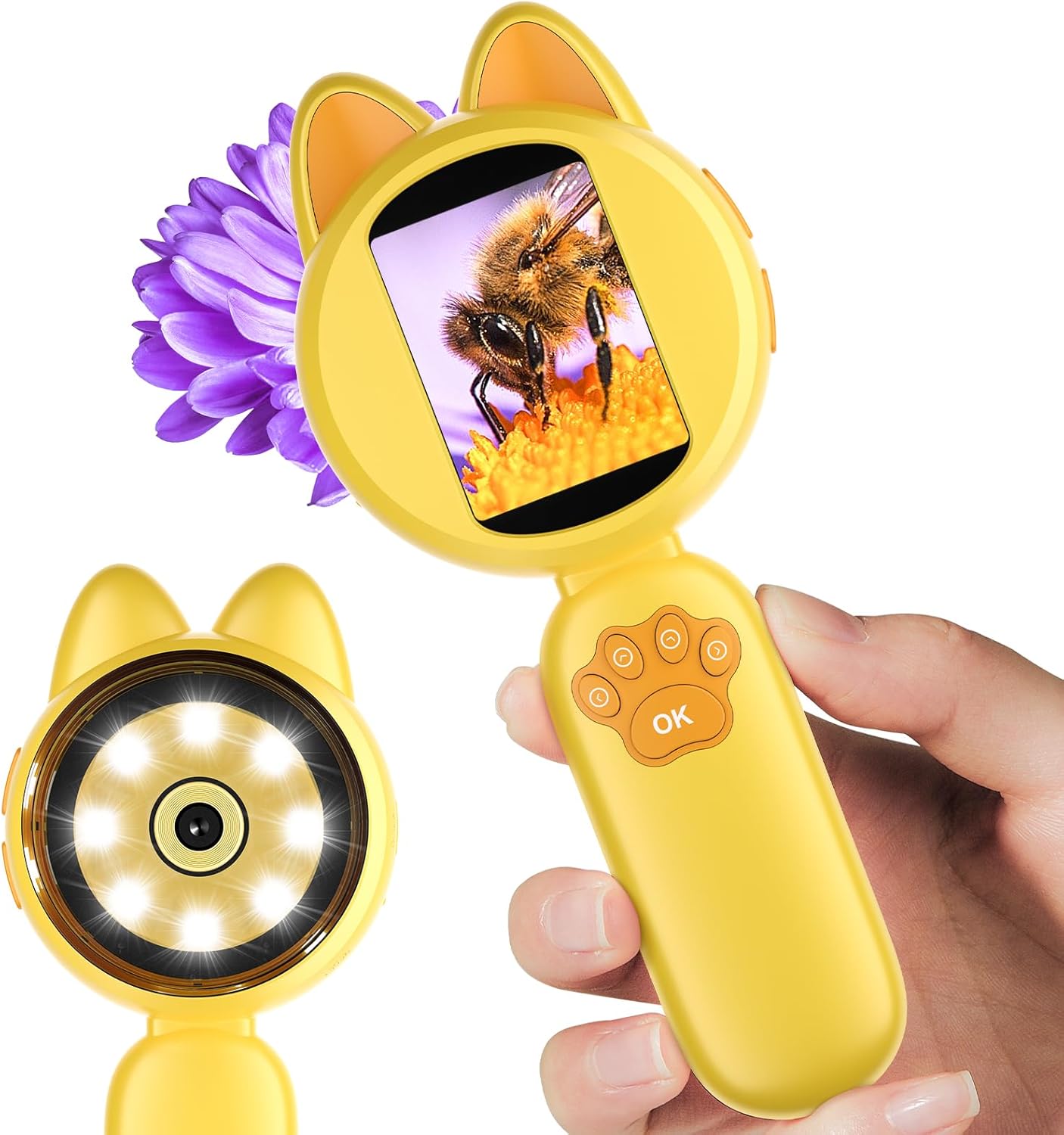 Microscope for Kids, 40X Magnification with 2" LCD Screen & 8 LED Lights, Portable Handheld Pocket Jewelers Loupe & Magnifying Glass for Coins, Trichomes, and Collectibles