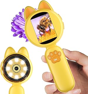 Microscope for Kids, 40X Magnification with 2" LCD Screen & 8 LED Lights, Portable Handheld Pocket Jewelers Loupe & Magnifying Glass for Coins, Trichomes, and Collectibles
