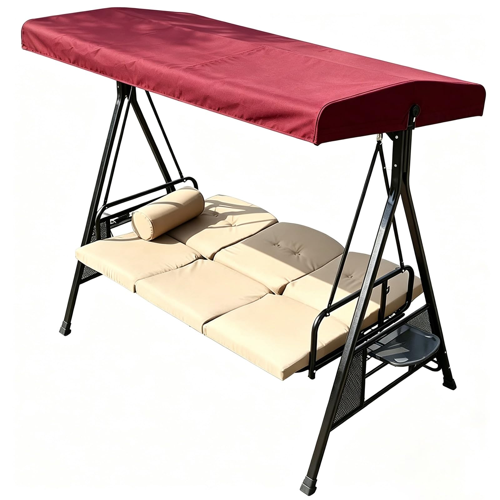 Tettuccio ricambio per dondolo 3 posti da giardino impermeabile | Poliestere 600D 250g/m², resistente agli strappi, per giardino terrazzo, solo copertura senza(Red,75.2*47.2*8.7*6.7n)