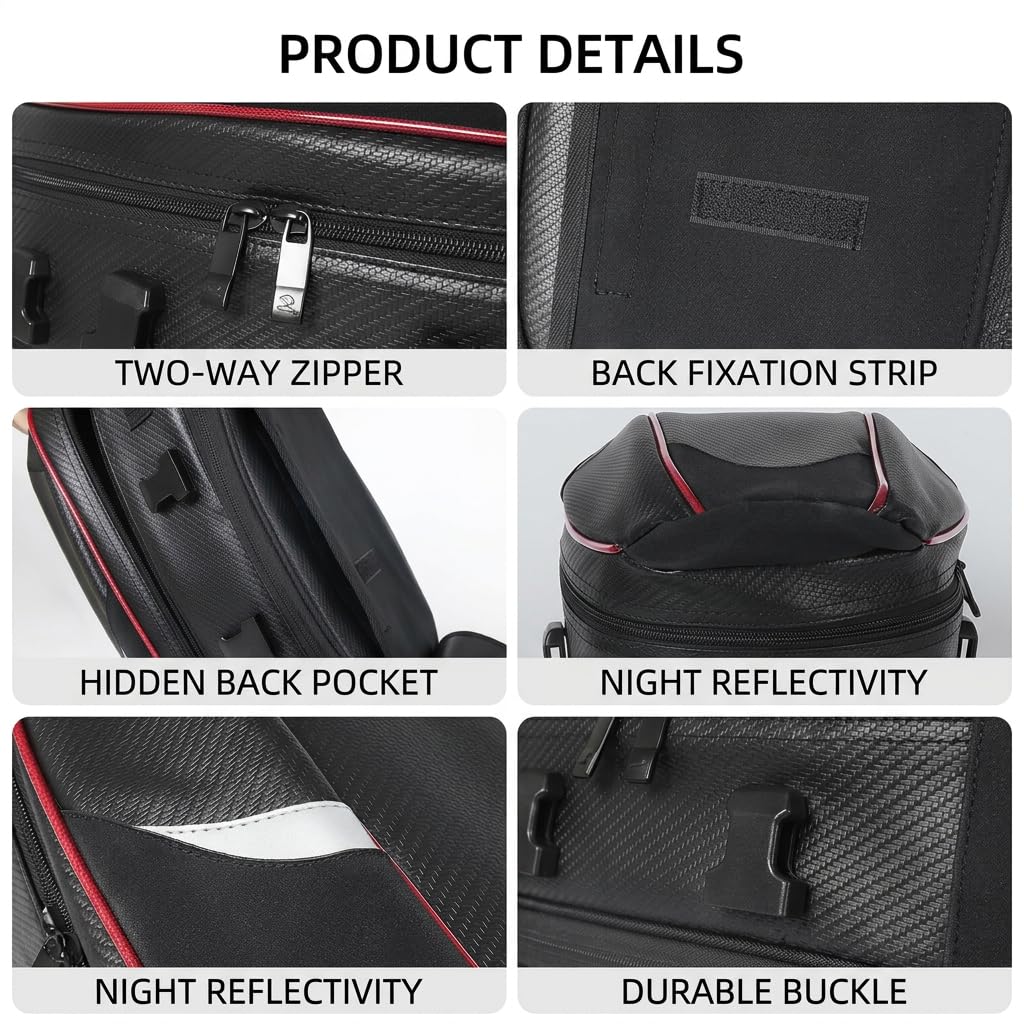 VALKEM Bolsa Moto Trasera para Ducati Scrambler Desert Sled 2017-2022, Bolsa Asiento Impermeable Universales, Equipaje Moto Portátil Resistente para Viaje Touring Casco,A Red