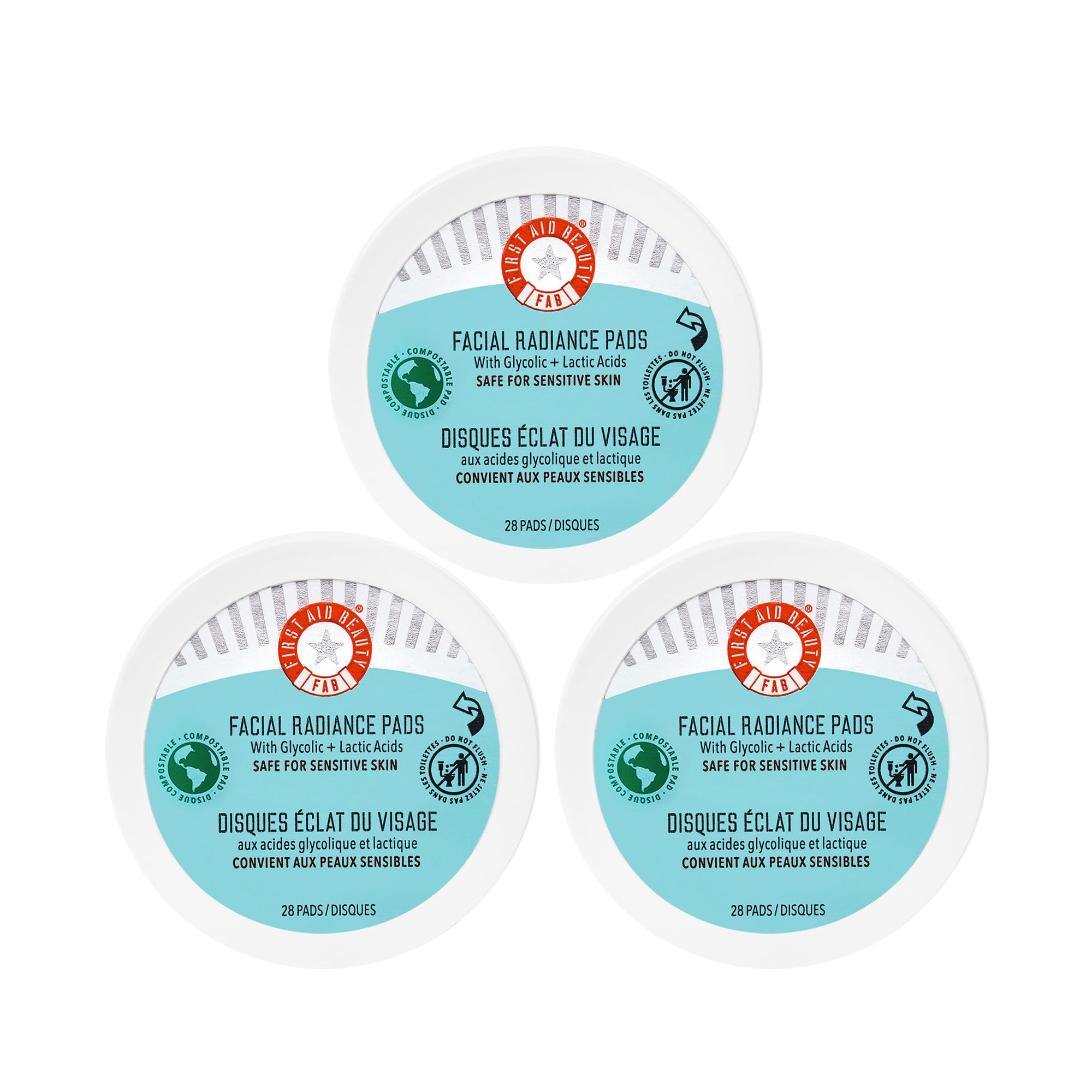 First Aid Beauty - Facial Radiance Pads with Glycolic & Lactic Acids, Daily Exfoliating Pads with AHA, Visibly Smaller Pores, Help Tone & Brighten Skin, One-Step Makeup Prep, Compostable, 28 — view 10