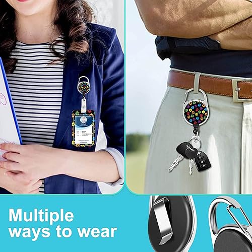 Miniatura 4 de Soporte para tarjetas de identificación con cordón, carrete retráctil con clip giratorio para cinturón y cordones desmontables, carretes protectores