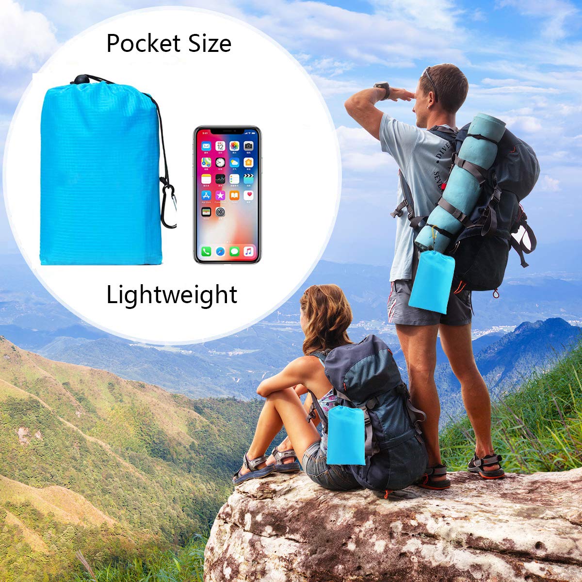 Coperta Da Spiaggia 210x200 Cm | Impermeabile E Antisabbia | Con Picchetti | Per Picnic E Campeggio - Foto 9