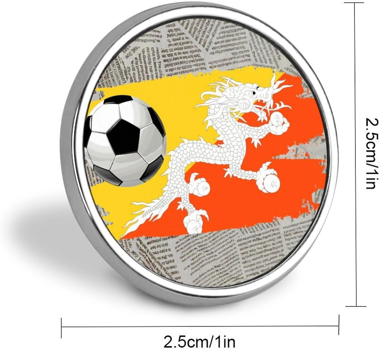 Bhutan Flag Football Pins Pack Gift Lapel Pin National Day Enamel Pins Patriotic Flag Custom Buttons Bright Lapel Pins Accessory For Women Girls Kids Housewarming Gift, set of 5, style-6