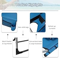 Vista 8 de GYMAX Silla bronceadora, silla de playa de 330 libras con orificio para el brazo facial y correa para el hombro de mano, silla plegable para tomar